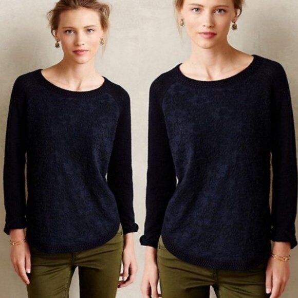 Anthropologie Cashmere Lace Pullover Sweater Size XS Overlay Knitted Bohemian - Picture 1 of 13